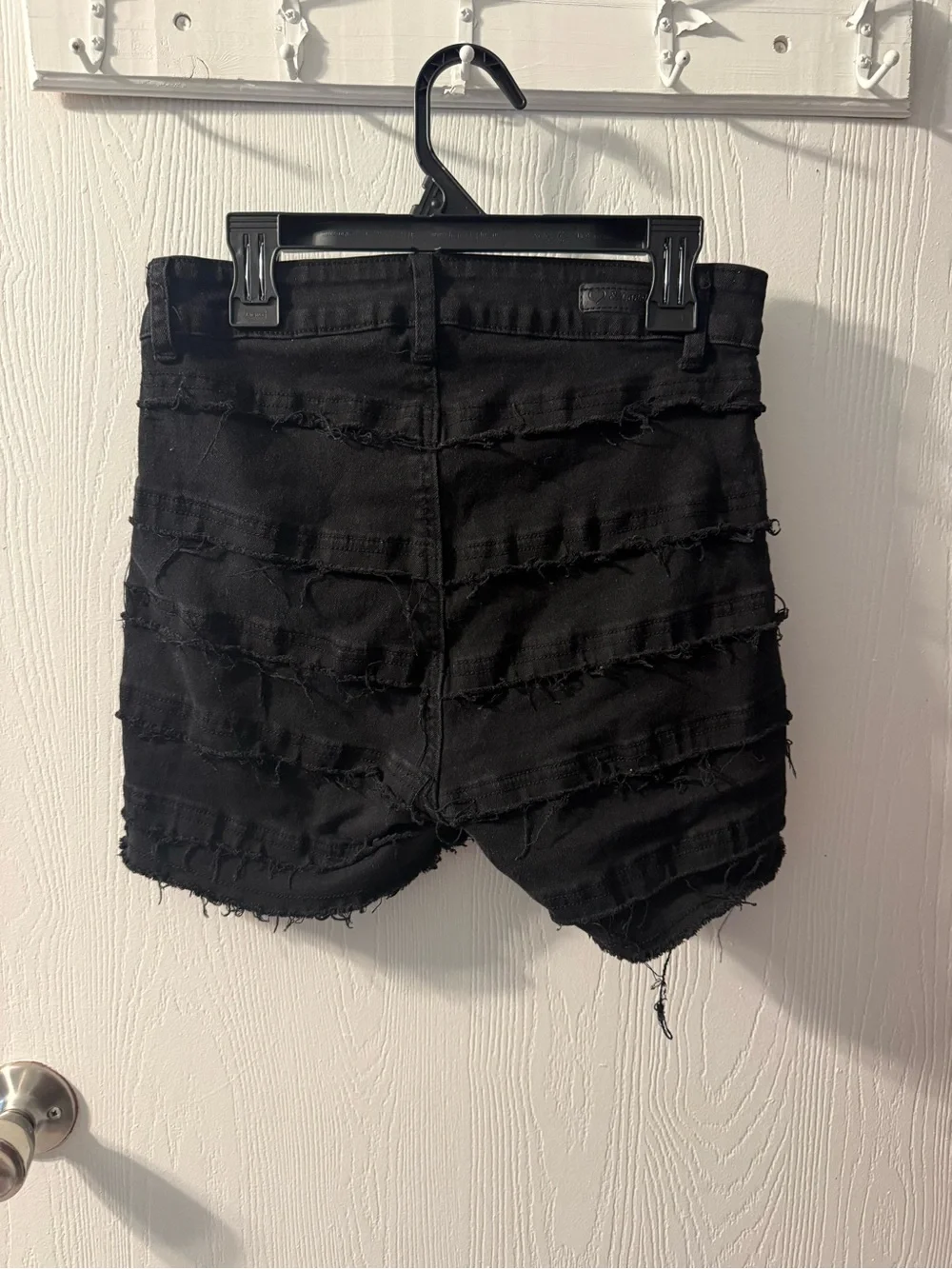 Black Distressed Denim Women's Shorts